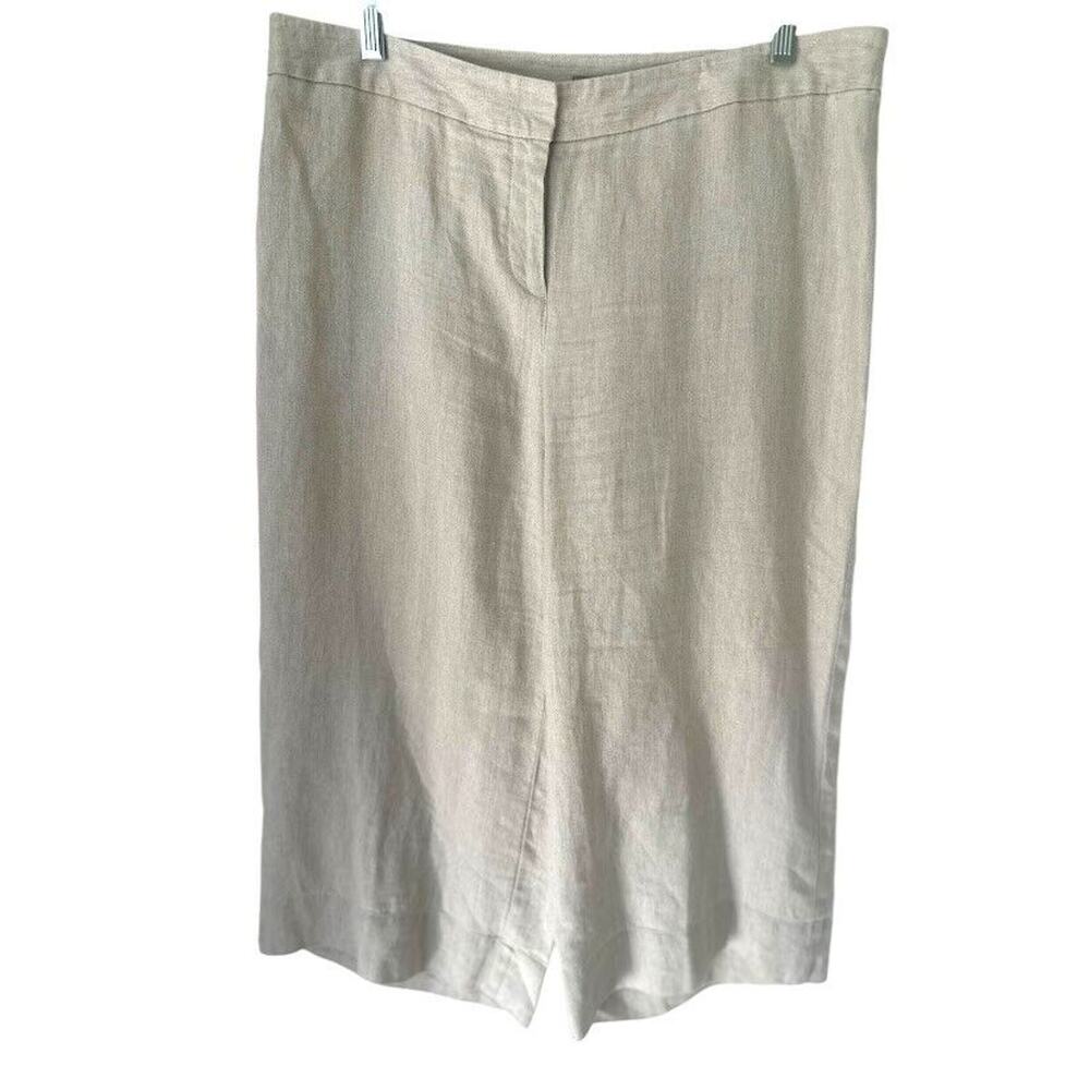 J Jill Pants Womens Size 12 Petite Beige Linen‎ Metallic Wide Leg Crop Lagenlook